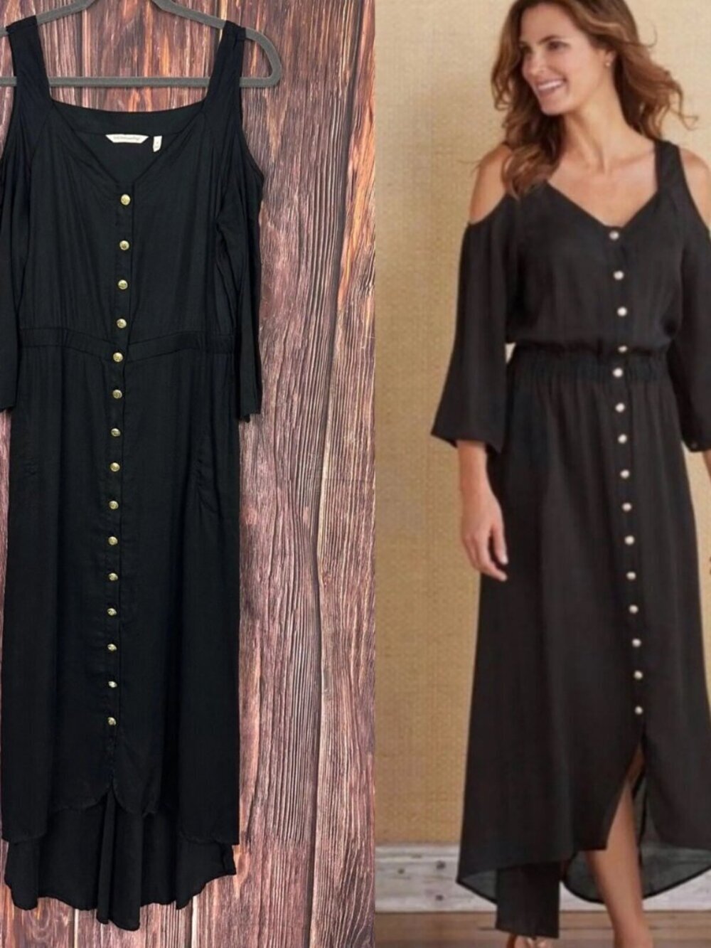 NWOT Soft Surroundings Off The Shoulders 100% Tencel Lyocell Dress